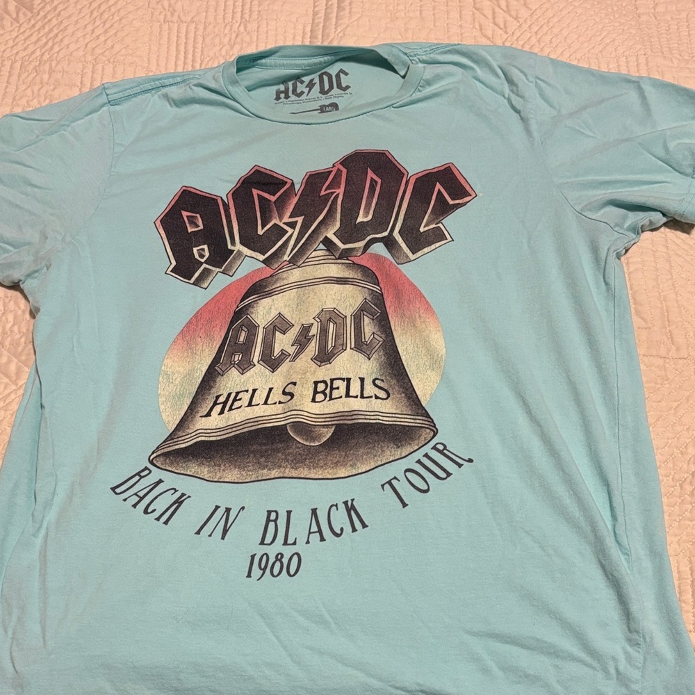 AC/DC Hells Bells Tour Light Blue Tee - Picture 1 of 3